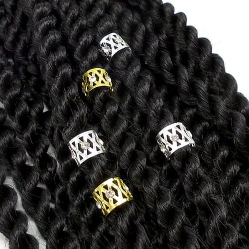 10Pcs Adjustable Dreadlock Beads Braids Hair Clips Accessories Colorful Crown Cuff Dreadlocks Tube Bead Hair Ring