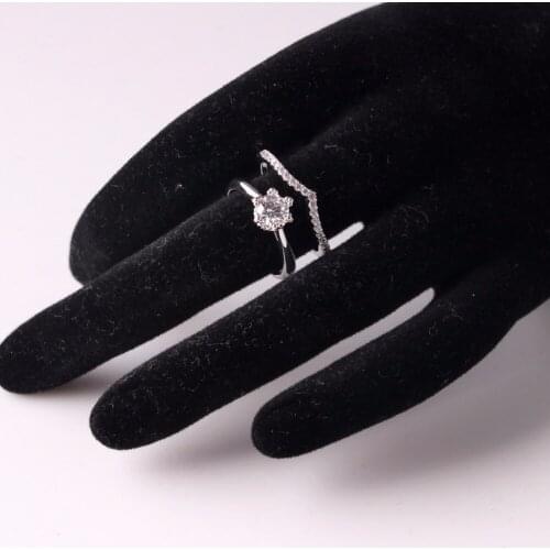 Romantic White Gold Color Cubic Zirconia Ring Her and His Promise Ring Valentine Love Couples Wedding Engagement Ring Set