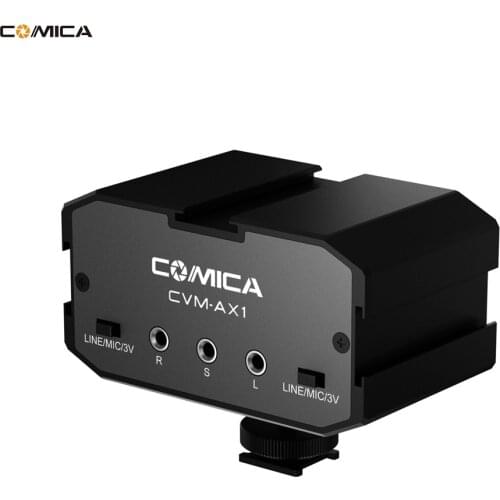 Comica CVM-AX1 Audio Mixer Adapter Universal Dual Channels Microphone Amplifier Audio Mixer 3.5mm Port for sony Canon Nikon DSLR