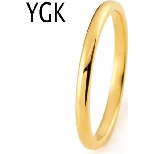 YGK BRAND JEWELRY USA Russia Brazil Hot Sales 2mm new Golden Tone Dome Mens Tungsten Carbide Wedding Ring US size 4-12