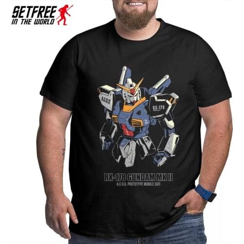 RX-178 Gundam Anime Retro T Shirt Vintage Plus Size Cotton Crewneck Custom Short Sleeve Tshirts