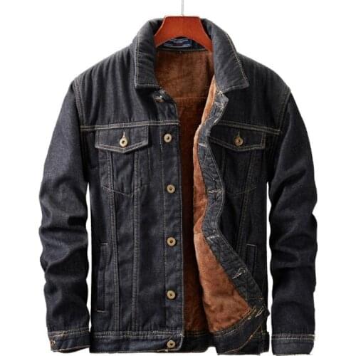 Winter Men Jacket And Coat Warm Fleece Denim Jacket Fashion Mens Jean Jackets Outwear Male Cowboy