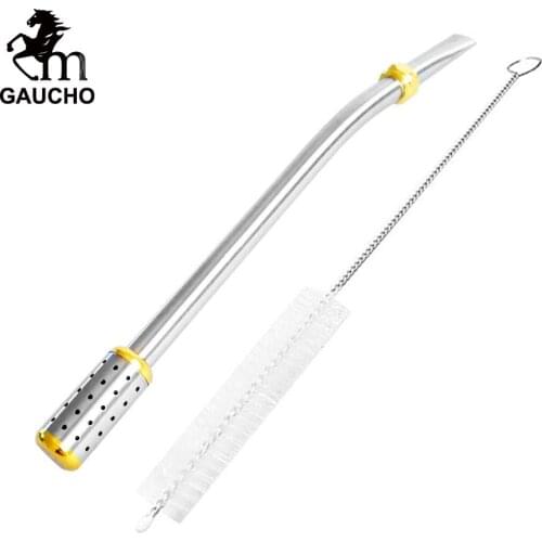 1 PC/Lot Gaucho Yerba Mate Bombilla Stainless Straw Removable Double Filter Drinking Smooth With Brush Easy Cleaning Hot Sale