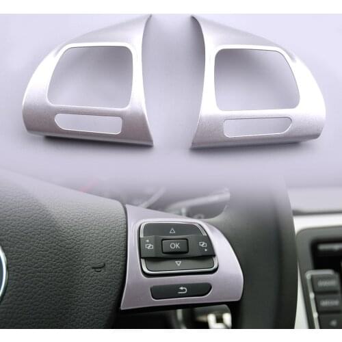 2Pcs ABS Silver Car Steering Wheel Cover Fit for VW Golf MK6 Jetta Magotan Passat CC Tiguan Touran Lavida 2012