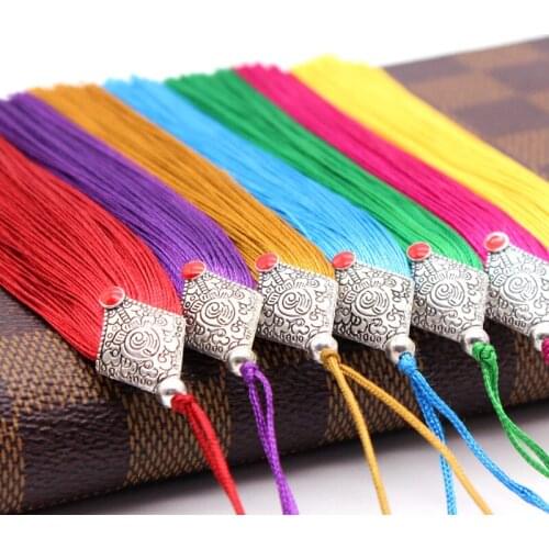 5Pcs/Pack 11CM Metal Caps Tassel Fringe Pendant DIY Cord Party Tassel Trim Drapes Decor Tassels Ribbon Accessories