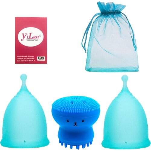 2Pcs Medical Silicone Menstrual Cup Womens Cup Feminine Hygiene Reusable Menstrual Collector Sterilization Cup & Womens Health