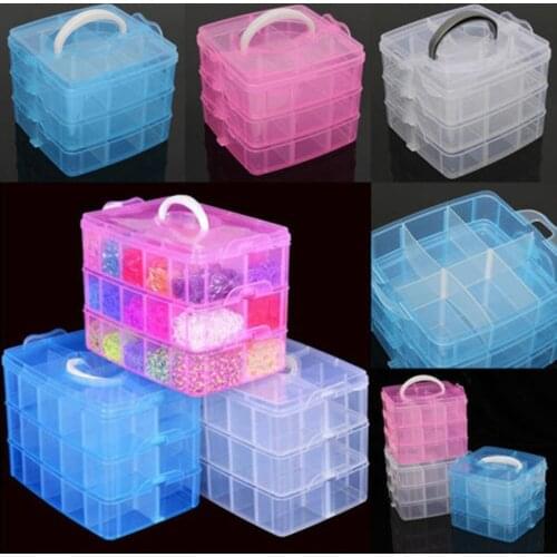 3 Layer 30 Slots Plastic Jewelry Box Beads Holder Storage Box Organizer