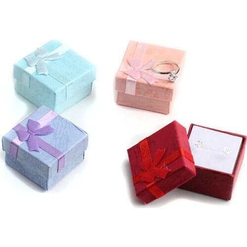 4pcs 4 x 4 cm High Quality Jewelry Organizer Box Rings Storage Box Small Gift Box For Rings Earrings 4 Colors