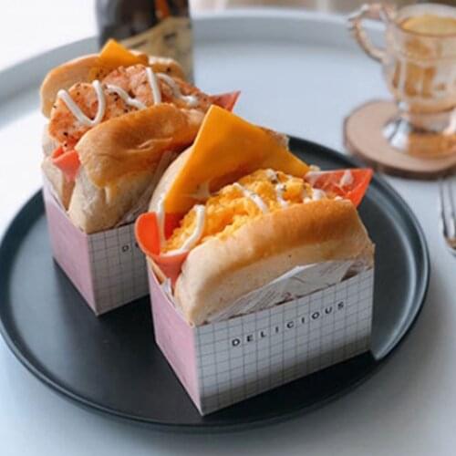 50PCS Cake Packaging Bag Sandwich Wrapping Paper Paper Gift Box Thick Egg Toast Bread Breakfast For Wedding Party Cake Favor Box