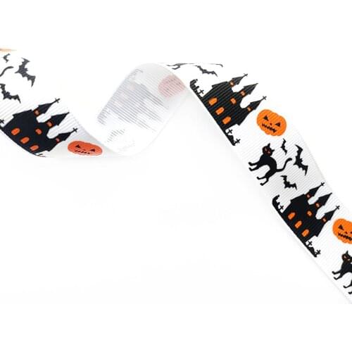 6x 2Yd/Roll Halloween Ribbon Grosgrain Trims Fabric Trimming Hair Bows Gift Wrapping Seasonal Festival Party Decor