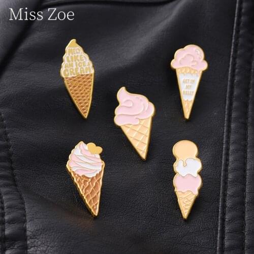 Ice Cream Enamel Pin Melting Cone Brooches Funny Quote Food Badges Bag Backpack Decorations Accessories Kid Women Girl Gifts