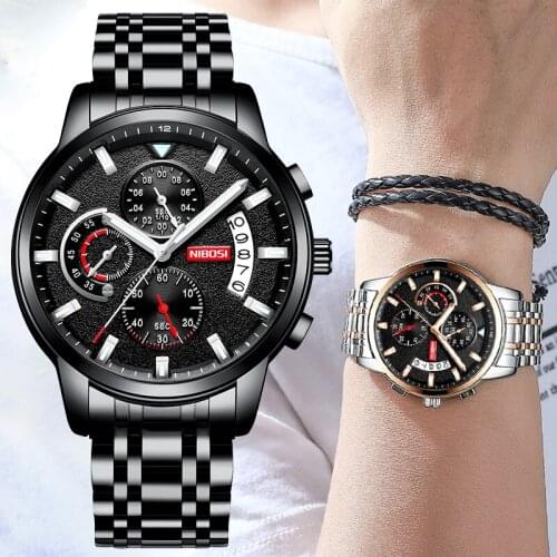 Relogio Masculino NIBOSI 2019 New Mens Watches Top Brand Luxury Stopwatch Sport Waterproof Quartz Man Fashion Business Clock