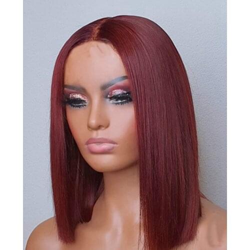 Cheap Bob Synthetic Wig With Bangs Ombre 99J Blonde Natural Wigs Synthetic False Natural Hair Kanealon Wig For Women