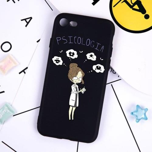DIFFRBEAUTY Cartoon Cute Teacher Phone Case For iPhone 5 SE XS XR 6 6S Plus Black Soft Phone Cover For iPhone 8 7 Plus