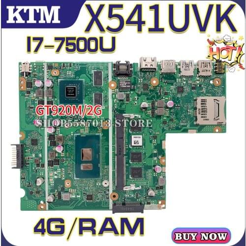 F541U for ASUS X541UV X541UVK A541U X541UJ X541U K541U R541U laptop motherboard mainboard 100% test OK I7-7500U cpu 4G/RAM GT920