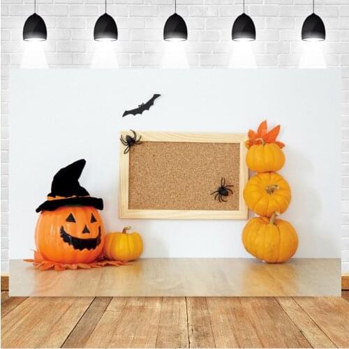 Yeele Halloween Backdrop Spider Bat Pumpkin Wooden Floor White Background Baby Photographic Photography Photo Studio Photophone
