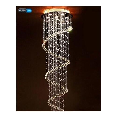 Staircase chandelier simple personality crystal lamp villa hall crystal chandelier creative spiral living room big chandelier