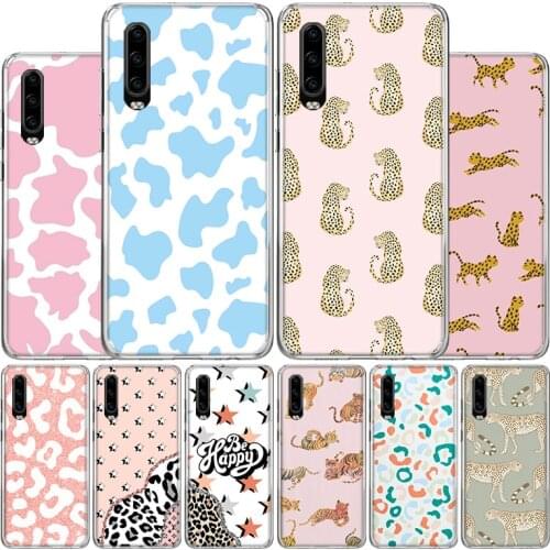 INS Brand Pink Animal Leopard Phone Case For Huawei P30 P40 P20 P10 Mate 30 20 10 P Smart Z Lite Pro Plus + 2019 Cover Coque She