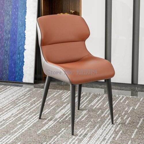 Italian minimalist light luxury dining chair Nordic home modern minimalist leather restaurant hotel desk dressing back chair