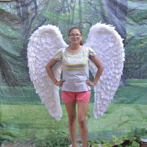 Heigth 120cm angel wings white feathers heart shape wings,Catwalk Stage Cosplay Performance film Props dancing party gift a1972