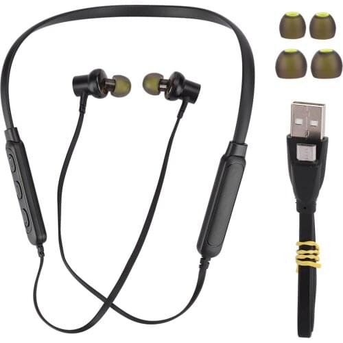 Neckband Magnetic Attraction Sports Bluetooth Headset 4.2 Double Moving Coil Wireless Headphone