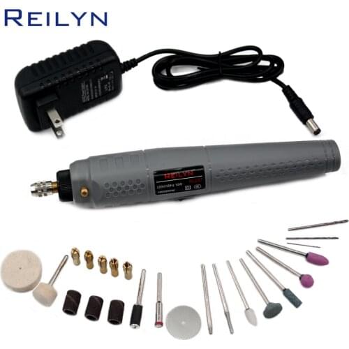 Cordless Lithium-Ion Battery 10W Mini Drill Rice Grinder Mini Dremel Machine 14000 Rmp Rotation Tool 0.5-3.2mm Chuck Lightweight