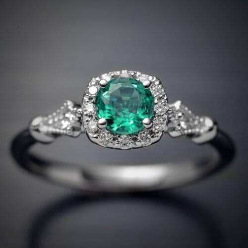 Fashion Simple Womens S925 Silver Green Gemstone Ring Engagement Wedding Gift Jewelry Ring Wholesale