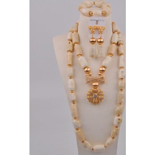 Fashion White Coral Jewelry Set Nigerian Coral Necklace African Wedding Beads 11-C05