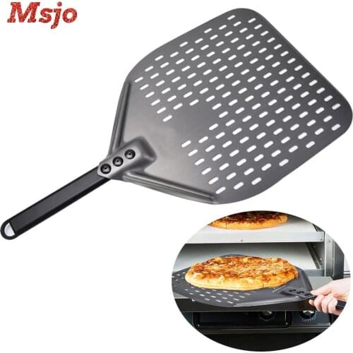 Msjo12/14 Inch Pizza Peel Aluminum Alloy Perforated Turning Peel Pizza Shovel Paddle Spatula Foldable and Removable Pizza Tools