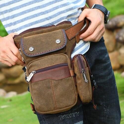 Motorcycle Rider Men Drop Leg Bag Travel Messenger Shoulder Thigh Pouch Canvas/Nylon Hip Bum Belt Waist Fanny Pack