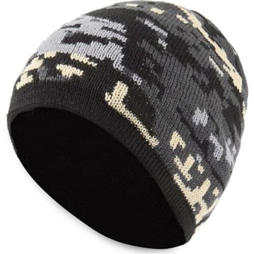 Men Outdoor Winter Fleece Thermal Hat knitting Double Layer Thicken Hiking Skiing Chapeau Climbing Liner Warm Wool Camo Hat