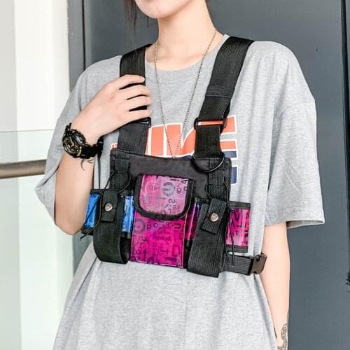 Letter Print Chest Pack Men Tactical Trendy Chest Rig Bags 2020 New Reflective Vest Hip-hop Streetwear Chest Bag Lady Waist Bags