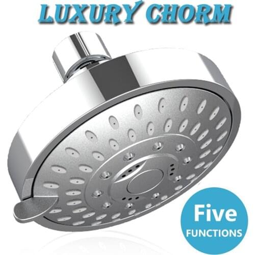 ABS Chrome Five Function 4-inch Rain Shower Bathroom Shower Head Rainfall Top Spray