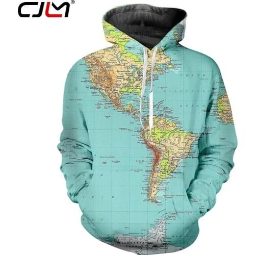 CJLM New Harajuku Print Map 3D Hoodies Loose Sweatshirts Men Womens Hiphop Punk Hooded Pullovers Dropshipping