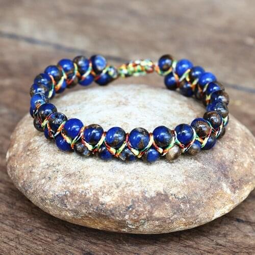 New 6mm Double Layer Cloisonne Beads Braided Strand Charm Bracelet Women Men Friendship Bracelet Handmade Jewelry