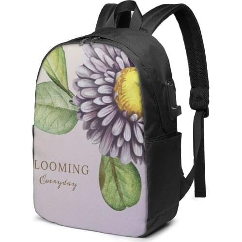 Flowers Leaves With Blooming Everyday Women Men Backpack USB Charge School Bag For Girl Boy Travel Laptop Bookbag Daypack