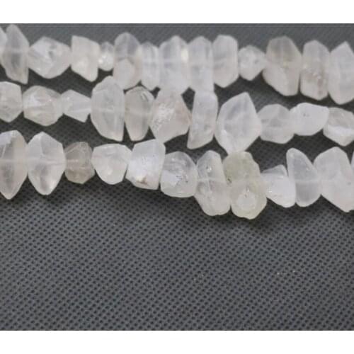 Approx 35pcs/strand Natural White Raw Quartz Crystal Point Pendant, Rough Top Drilled Spike Gem Stone Beads Women Necklace