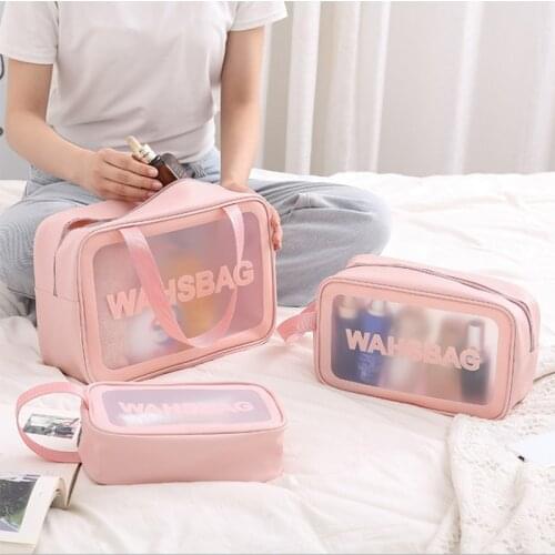 Transparent three-piece suit Makeup Bag Women Wash Bag Travel Organizer Large Capacity Cosmetic Storage Bag Hand Clear Bags