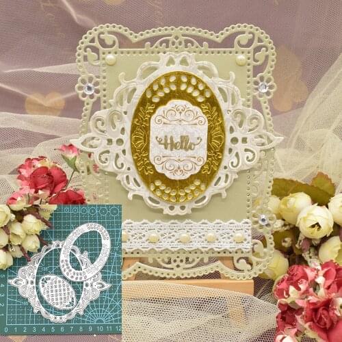 Qval Background Frame Dies Lace Square Metal Cutting Dies for Scrapbooking Album Paper Card Marking Embossing Die Cutting