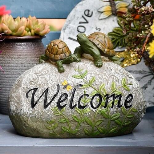 Garden Balcony Scenery Courtyard Layout Snails Stone Welcome Solar Ornaments Outdoor Resin Sculpture Figurines Crafts Decoration