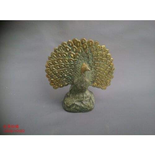 Old China(1742-1789) gilt bronze Peacock statue /sculpture ,with mark best collection&adornment,free shipping