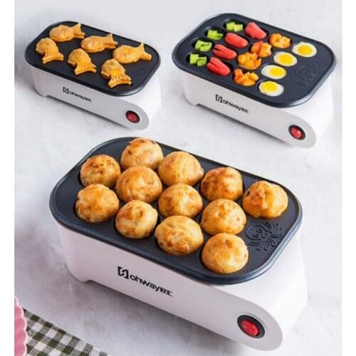 Octopus Ball Maker Takoyaki Baking Pan Electric Taiyaki Machine Sausage Hotdog Eggs Omelette Grill Japanese Fish-Shape Cake Oven
