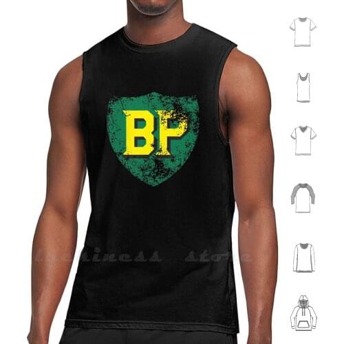 Vintage British Petroleum Emblem Tank Tops Vest Sleeveless Bp Distressed Logo Vintage British Emblem Petroleum