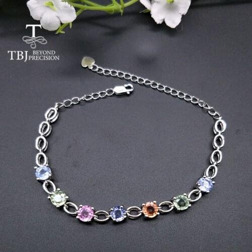 TBJ,Summar simple design bracelet with natural fancy color sapphire precious gemstone fine jewelry for women precious gift