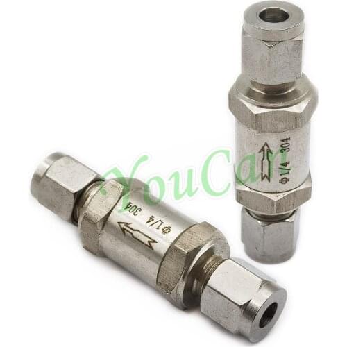 1 Piece SS304 1/8" 1/4" 3/8" 1/2" OD Tube Stainless Steel One Way Check Valve Non-return in Line Compression Check Valve