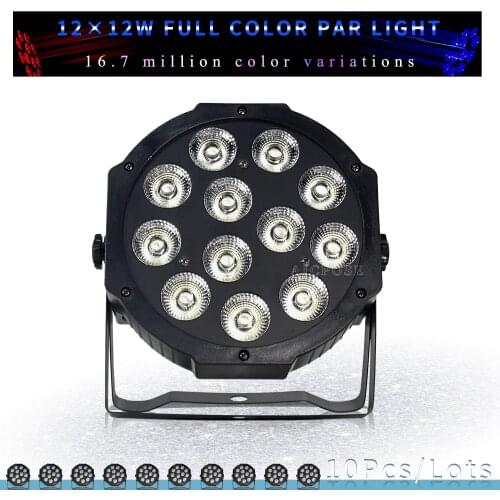 12x12W 6 in1 RGBWA UV Led Par Lights Flat Par Led With dmx512 Control Spotlight DJ Projector Wall Washer Lighting Stage Light