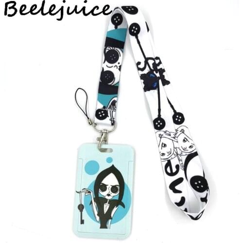 12sets Coraline Horror Halloween Lanyard Badge Holder Card Lanyards Mobile Phone Rope Key Lanyard Neck Straps Keychain Key Ring