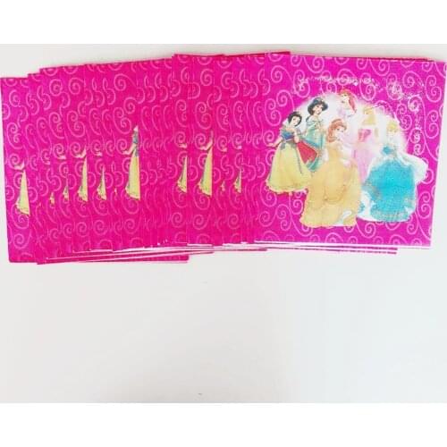 20pcs Princess Paper Napkin Cartoon Theme Party For Kids Happy Birthday Decoration Theme Party Supply princess party supplies