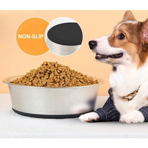 2021 New Dog Bowls Stainless Steel Pet Feeding Feeder Water Bowl For Large Dogs Feeding Dish Anti Skid Pet Puppy Cat Food Bowl