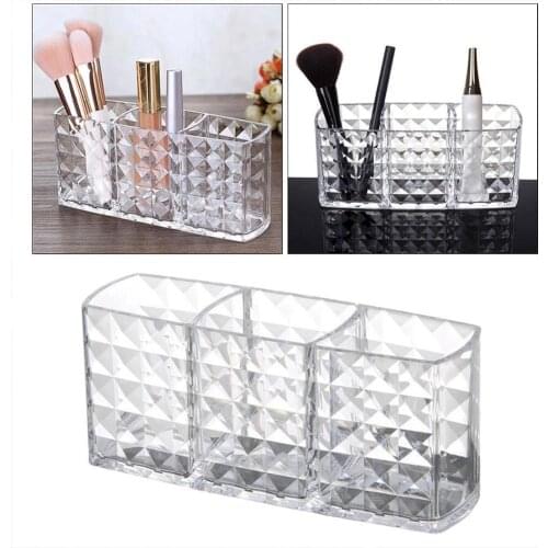 3 Slot Cosmetic Makeup Brush Storage Box Makeup Nail Polish Cosmetic Holder Make Up Tools Pen Holder Organizer Dresser Decor